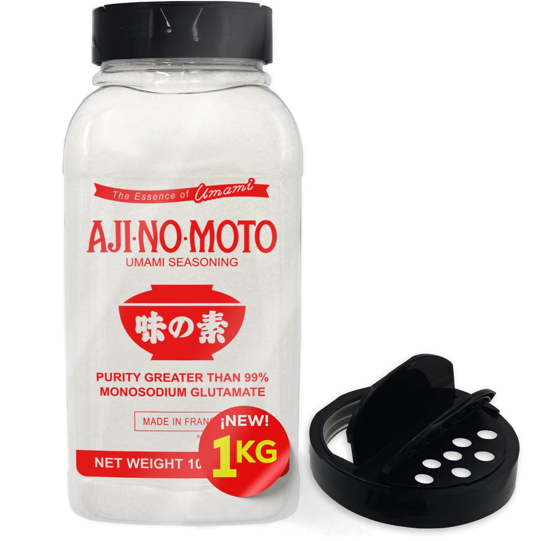 AJINOMOTO Mononatriumglutamat 1 Kilo + Neuer spezieller Dosierbehälter, Umami-Würzpulver mit Mononat
