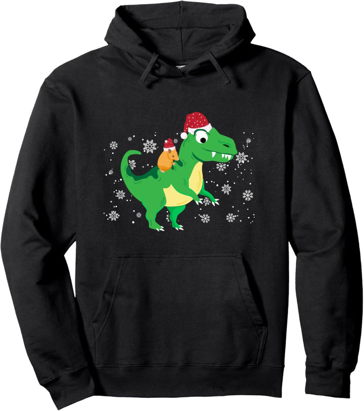 Meerschweinchen reiten Weihnachtslicht T Rex Dinosaurier Pullover Hoodie