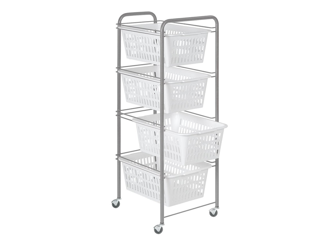 Artex Siena Universalwagen mit 4 Körben Weiss, Kunststoff, Weiss, 38x26x79 cm