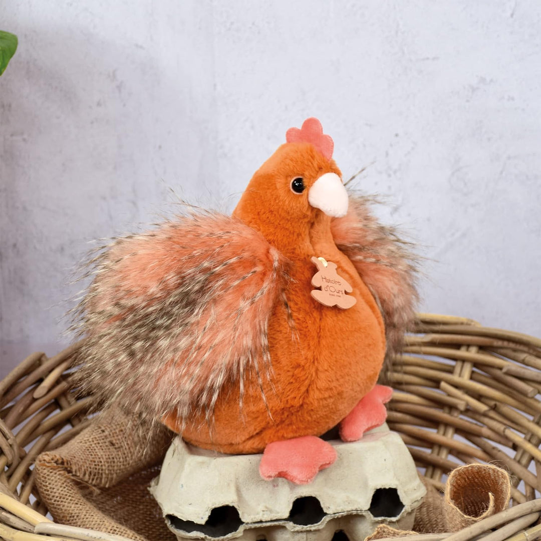 Histoire d'ours - Plüschtier Henne – Bauernhoftier – Huhn – Orange – 20 cm – süss und weich – Gesche