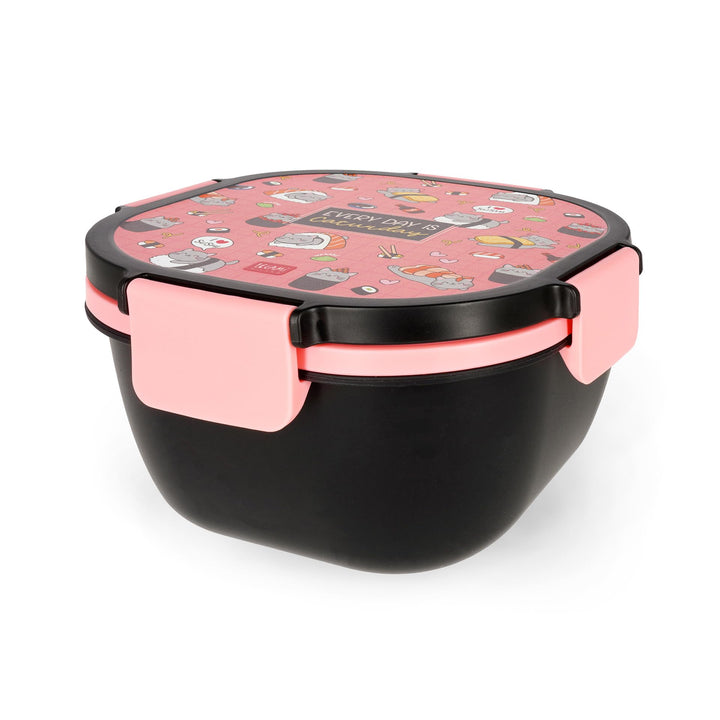 LEGAMI – Lunchbox Sushi Cat, 1 Gabel, 1 Tablett mit Fächern, 1 herausnehmbarer Gewürzbehälter inklus