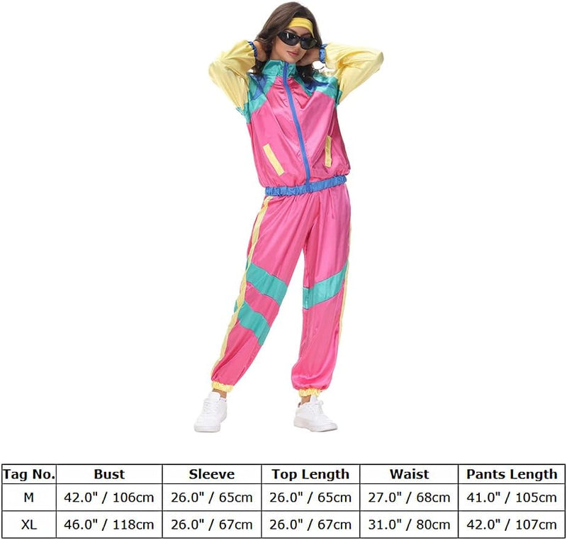 FYMNSI Herren Damen 70er 80er Jahre Outfit Trainingsanzug Jogginganzug Faschingskostüm Halloween Mot