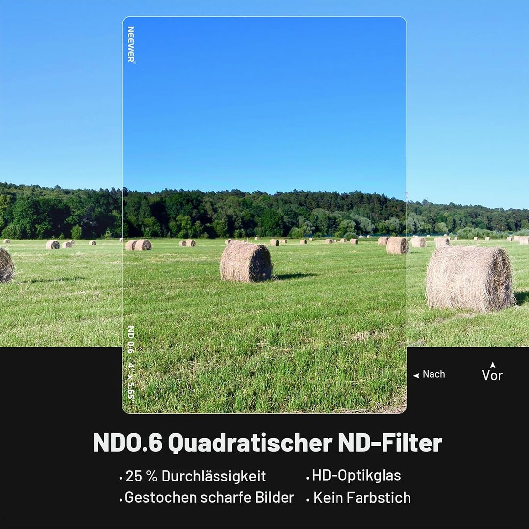 NEEWER ND0.6(2 Stops) Rechteckfilter ND Filter 4" x 5.65" KinoNeutraldichtefilter kompatibel mit Til