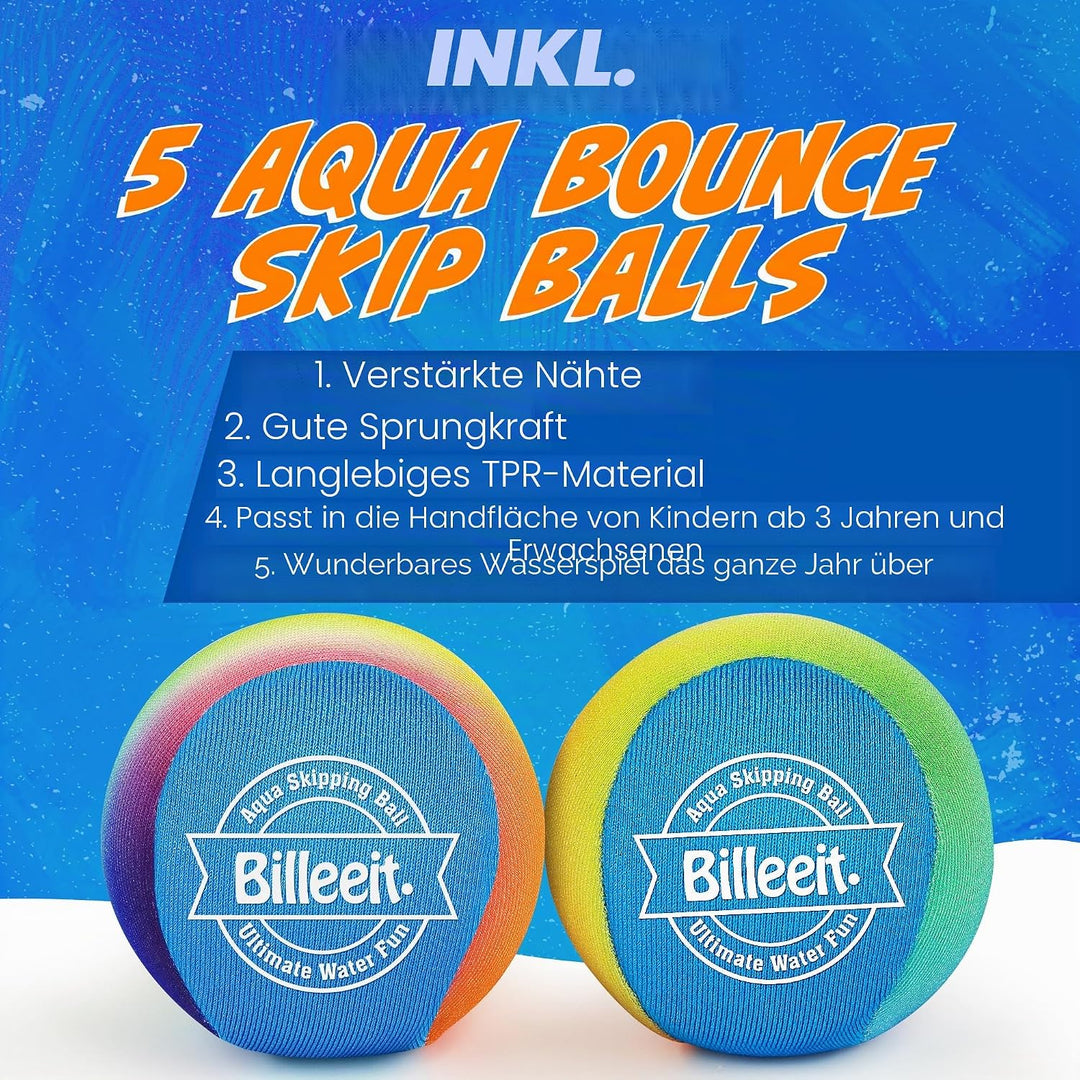 Water Skipping Balls Set Series Azure Vortex Play, 5 Runde Bälle