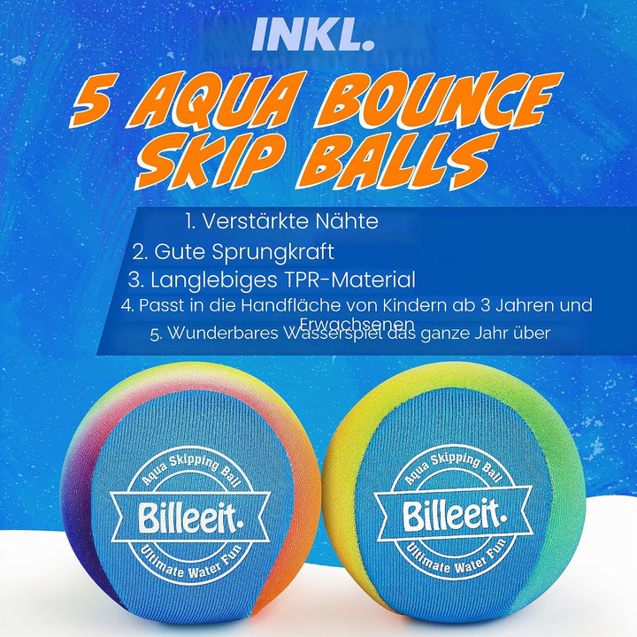 Water Skipping Balls Set Series Azure Vortex Play, 5 Runde Bälle