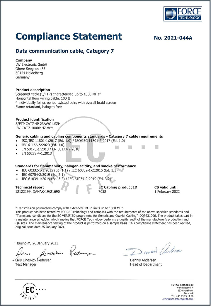 LW Electronic Verlegekabel Cat 7 LAN Kabel 50m Gigabit LSZH Halogenfrei POE++ BauPVO Netzwerkkabel S