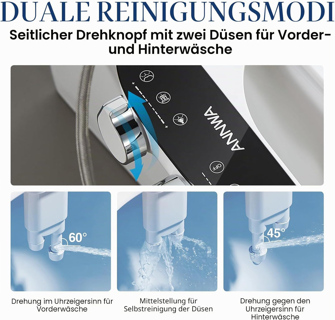 Bidet Aufsatz für Toilette, Cold/Heiss Water Bidet Dusch-WC,mit Einziehbare selbstreinigende Doppeld