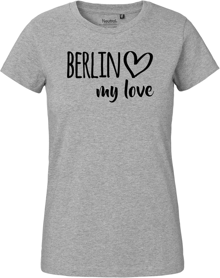 huuraa Damen T-Shirt Berlin My Love Geschenk Oberteil Grösse XS-XXL Bio Baumwolle Fairtrade Berlin P
