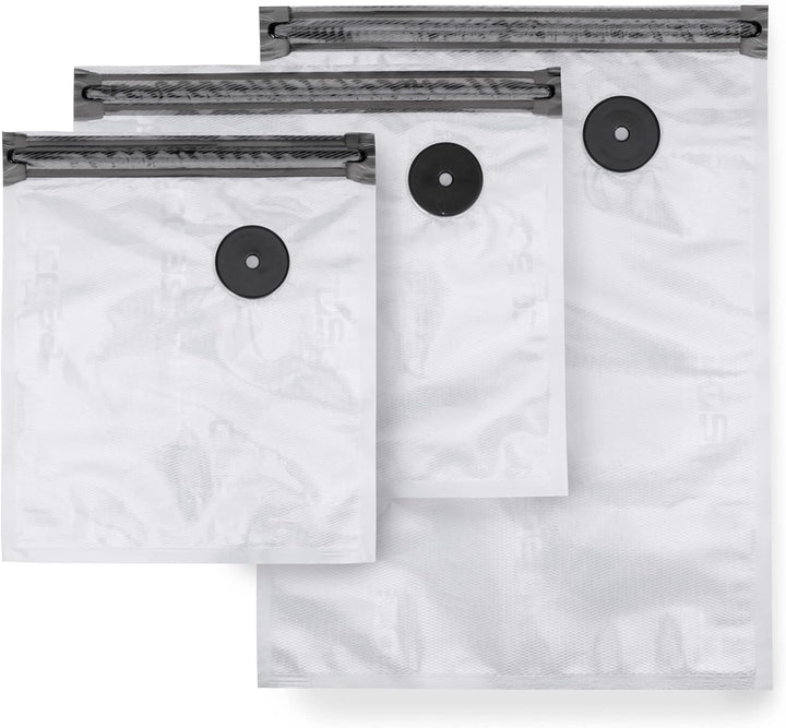 CASO Vacu OneTouch Eco-Set, Handvakuumierer inkl. 3 Vakuumbehälter aus Glas, 10 ZIP-Beutel und Food