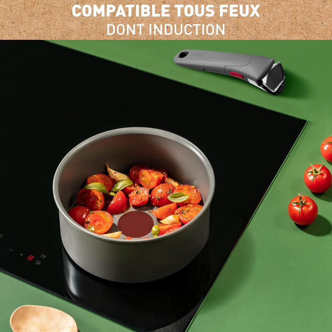 Tefal Ingenio Renew Set mit 3 Teilen, Pfanne 28 cm, Topf 18 cm, Griff, Induktion, Keramikbeschichtun
