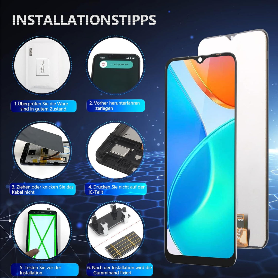 RongZy Kompatibel mit Honor X6 4G VNE-LX1 /Honor X8 5G VNE-N41 Ersatz Bildschirm LCD Display und Tou