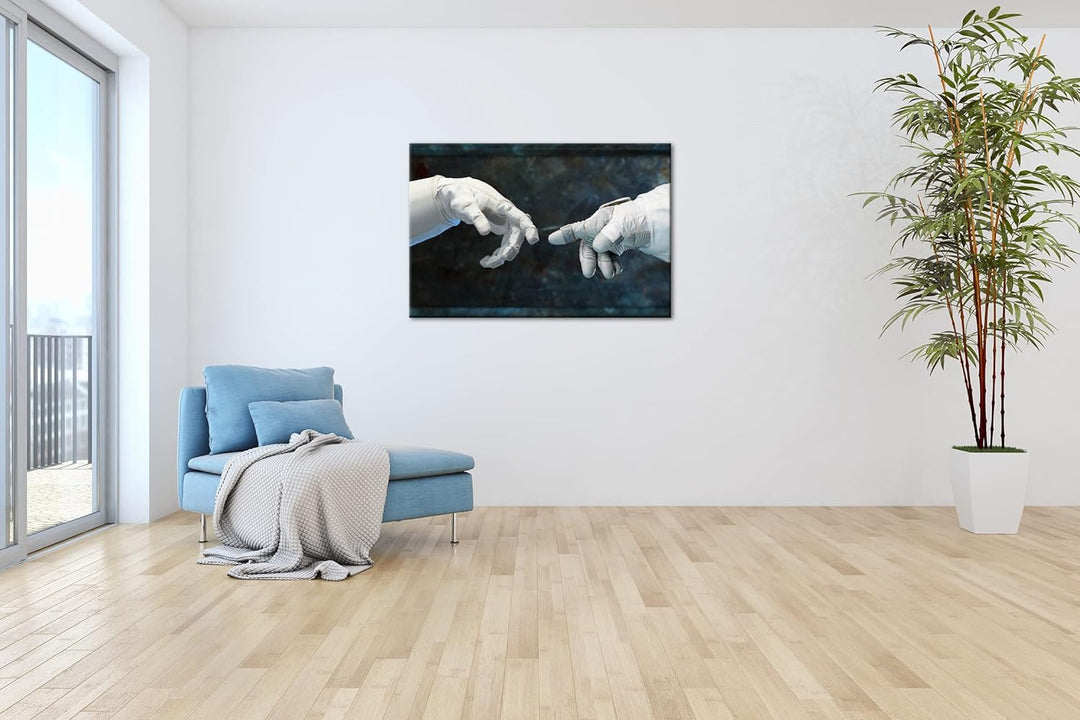deyoli berührende Finger von Robonauten im Format: 80x60 als Leinwandbild, Motiv fertig gerahmt auf