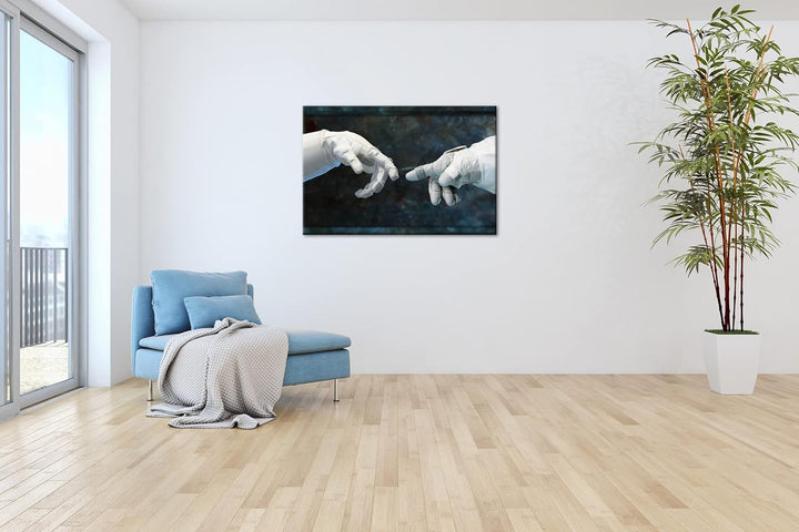 deyoli berührende Finger von Robonauten im Format: 80x60 als Leinwandbild, Motiv fertig gerahmt auf