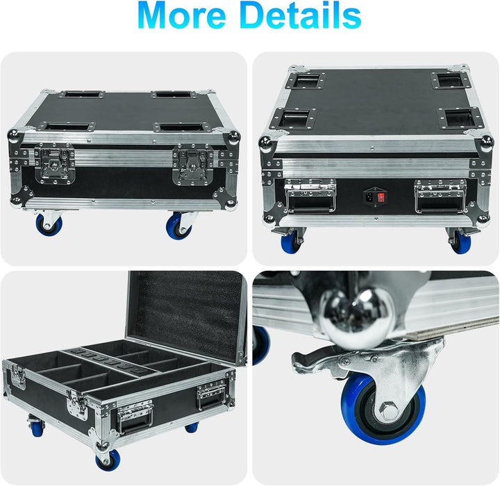 PUZILOZA Flightcase - Tragbarer Koffer Transportkoffer Transportboxen für 6PCS 108W APP Akku LED par