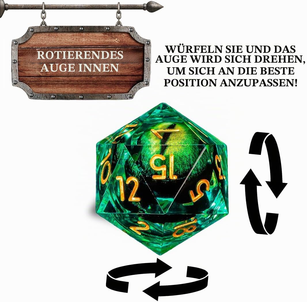 Power Beast Dungeon Würfel Set Rotierendes Drachenauge, 7 Rollenspiel Würfel, Polyedrische Würfel Se