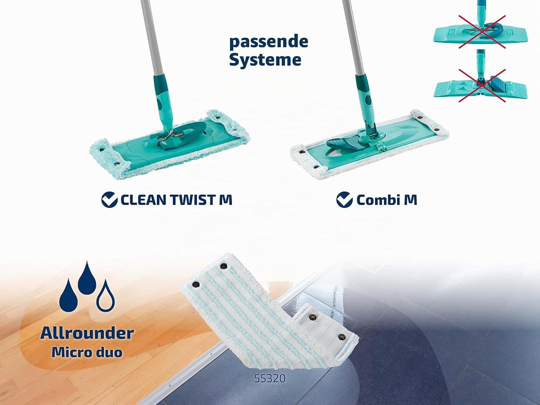 Leifheit Wischbezug CLEAN Twist M/Combi M Micro Duo 6er Set, Bodenwischer Ersatzbezug, Wischbezug au