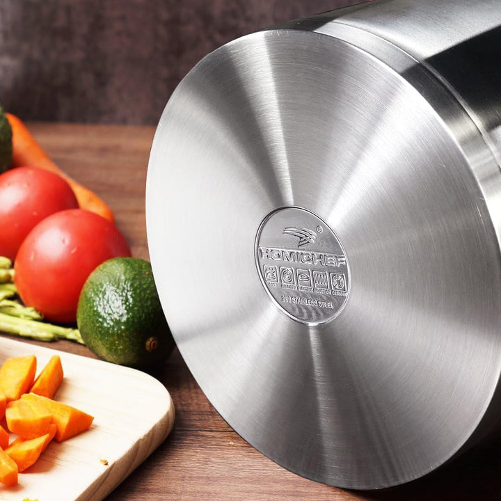 HOMI Chef Suppentopf mit Deckel, matt poliert, nickelfrei, Edelstahl, 3,2 L (keine giftige Antihaftb