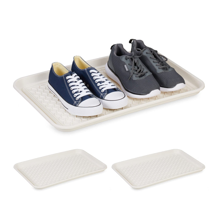 Relaxdays Schuhabtropfschale XL, 3er Set, Unterlage für nasse Schuhe, 60 x 40 cm, grosse Schuhablage