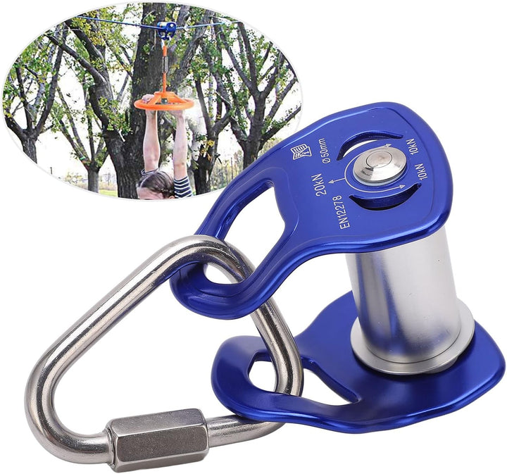 Slackline Pulley, Robuster Outdoor Sport Pulley Slider für Zipline Hindernisparcours Training, Blau