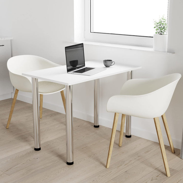 mikon 60x40 | Esszimmertisch - Esstisch - Tisch mit Chrombeinen - Küchentisch - Bürotisch | Weiss 60