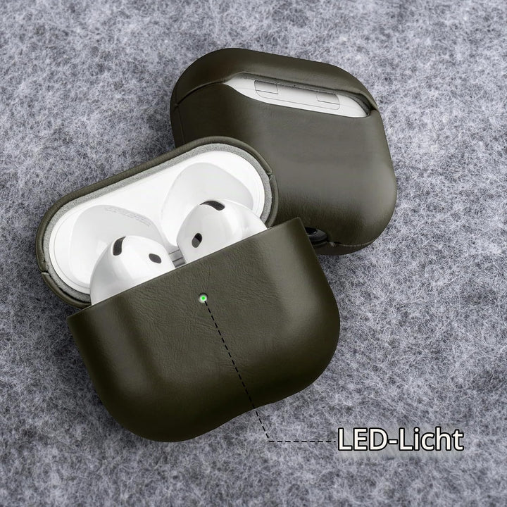 Maogoam für AirPods 4. Generation Fall Leder, Echtes Kristall Öl Wachs Rindsleder Fall Abdeckung für