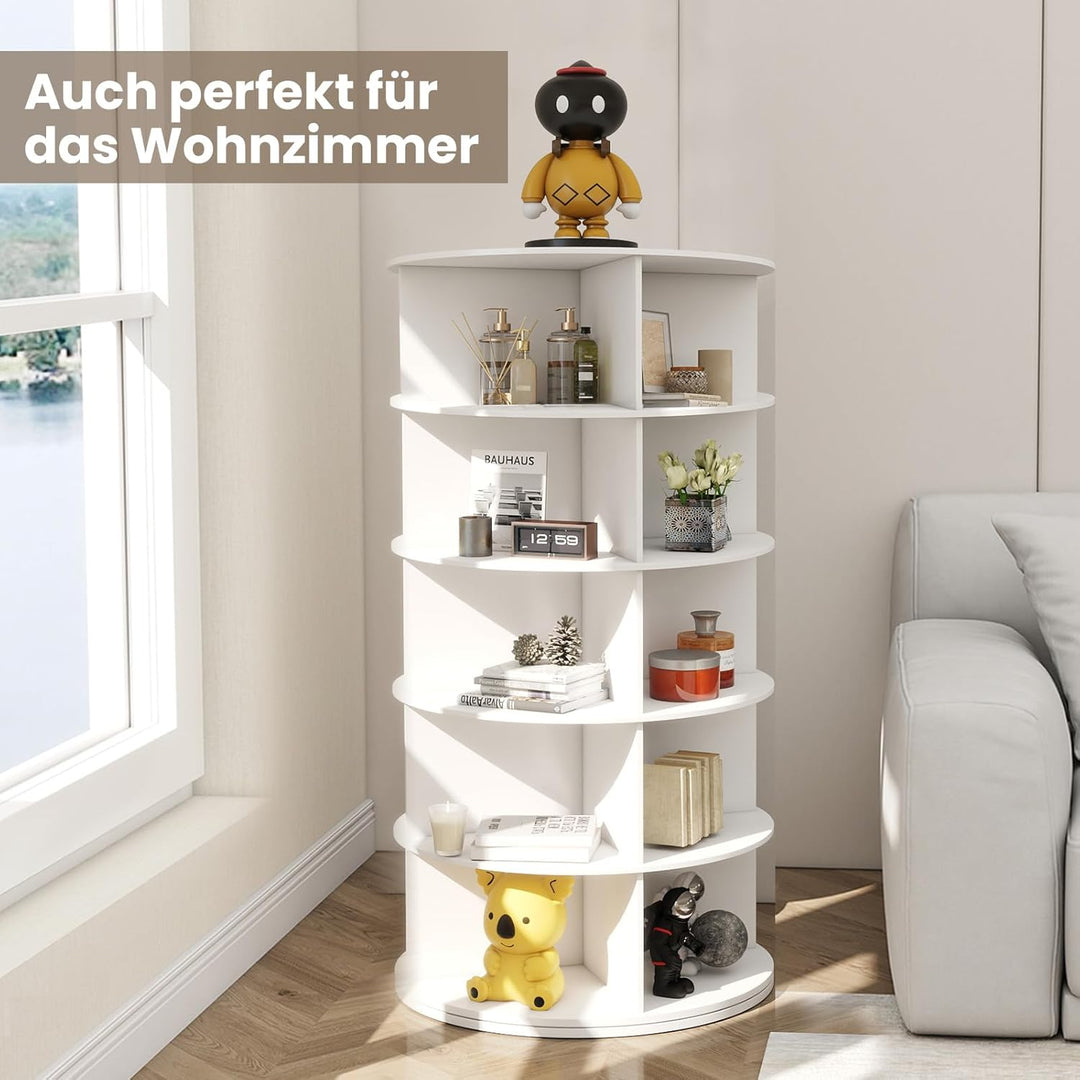 5 Tier Drehbarer Schuhregal 360° drehbares Display weisser Lazy Susan-Organizer Shoe Rack Tower 20 P