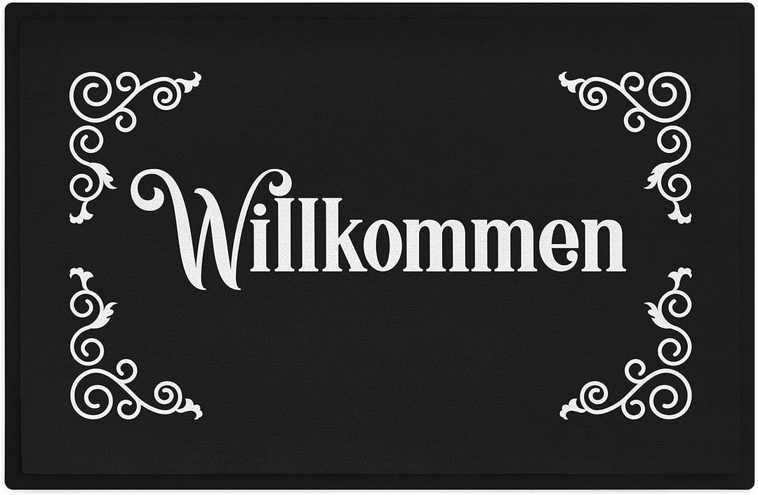 Trendation - Willkommen Fussmatte Grafik Schmutzfangmatte Geschenk Aussen Innenbereich 60x40 cm Wasc