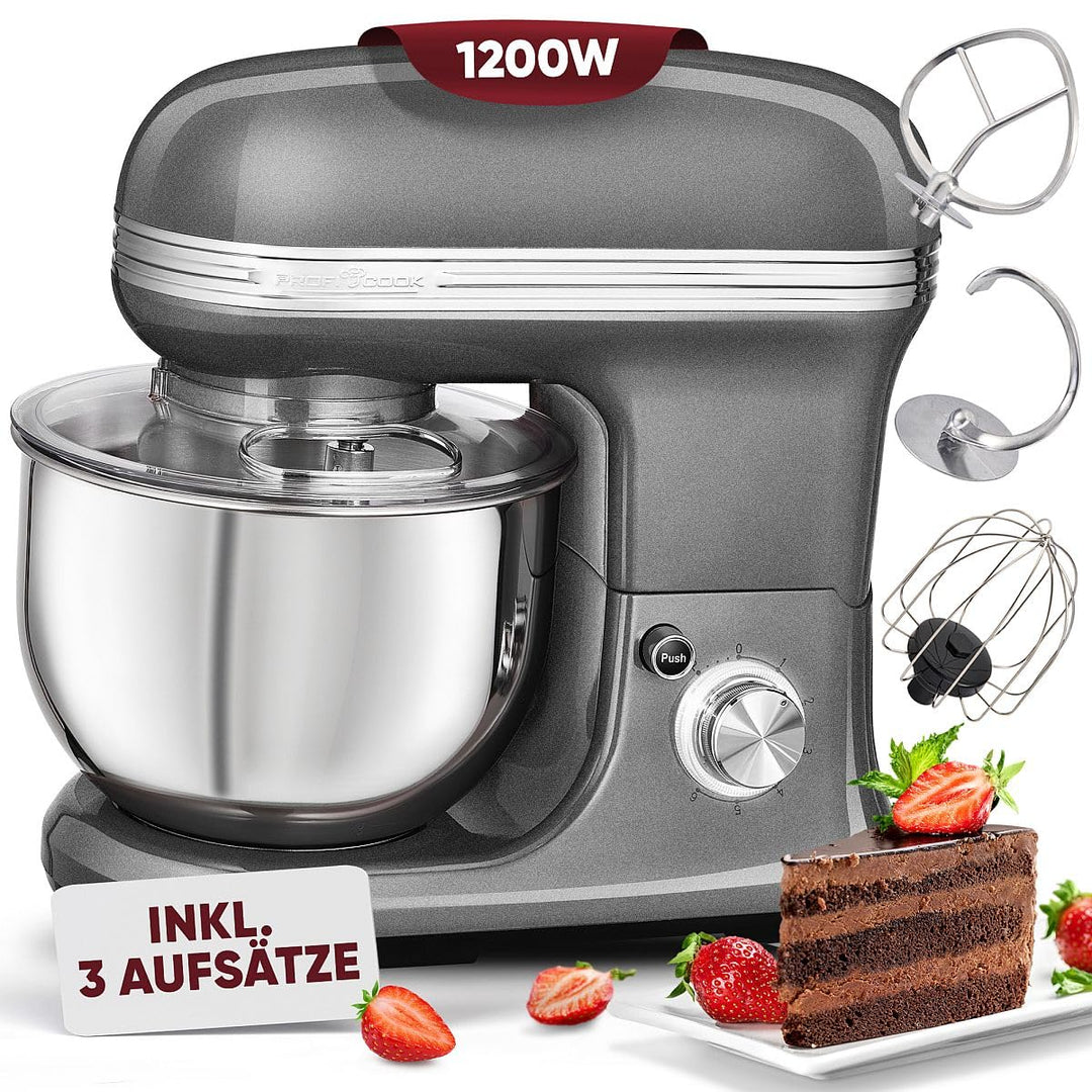 ProfiCook® Küchenmaschine zum backen | Knetmaschine 5L mit starkem 1200W Motor | Teigmaschine inkl.