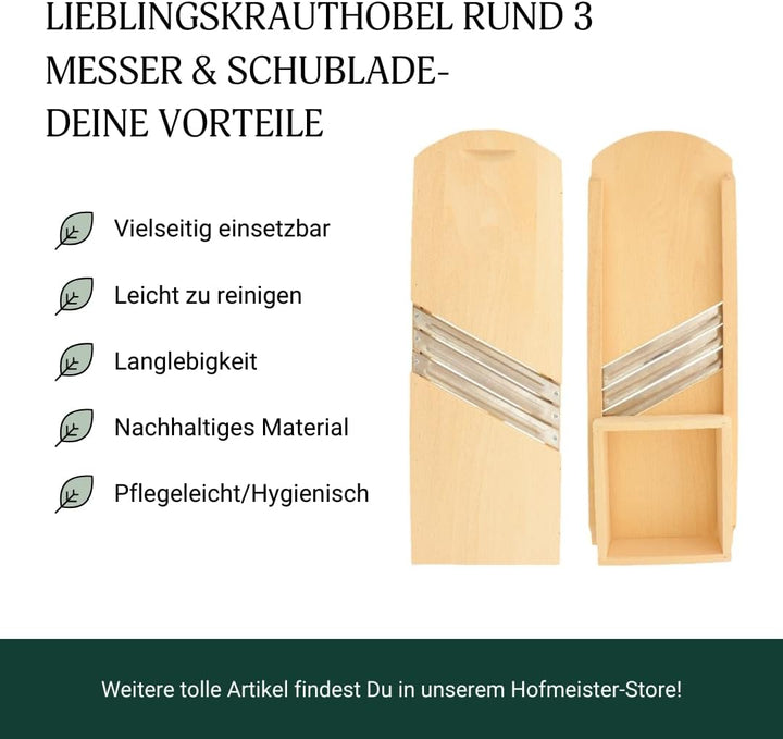 2x HOFMEISTER® Krauthobel, 55 cm, sicheres Schneiden von Krautköpfen & Gemüse dank beweglichem Schli