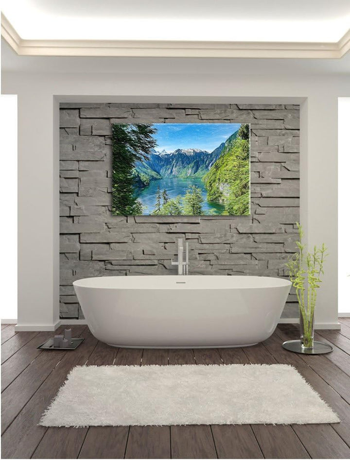 Pixxprint Blick auf den Königssee als Leinwandbild/Grösse: 100x70 / Wandbild/Kunstdruck/fertig bespa