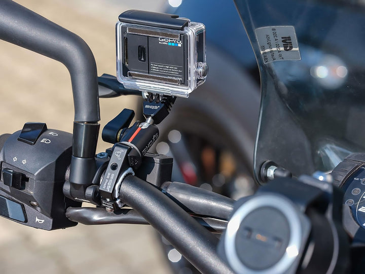 iSHOXS BullBar Pro-X 34 | Action Cam Motorrad-Lenkerhalterung | Professioneler Aluminium Halter pass