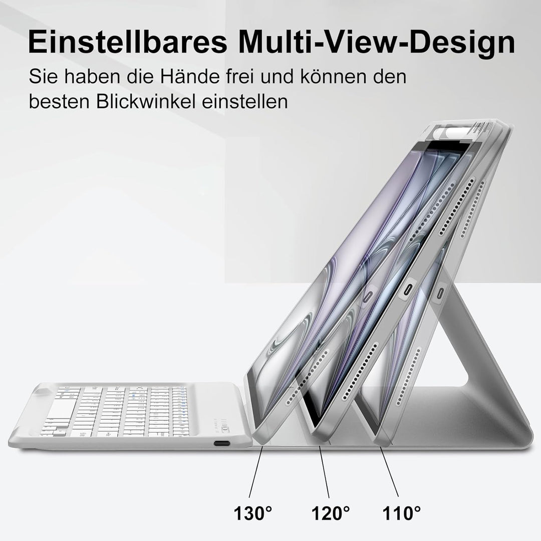 IVEOPPE Hülle mit Tastatur für iPad Air 13 Zoll 2025 M3/2024 M2, Deutsches QWERTZ Layout, Bluetooth