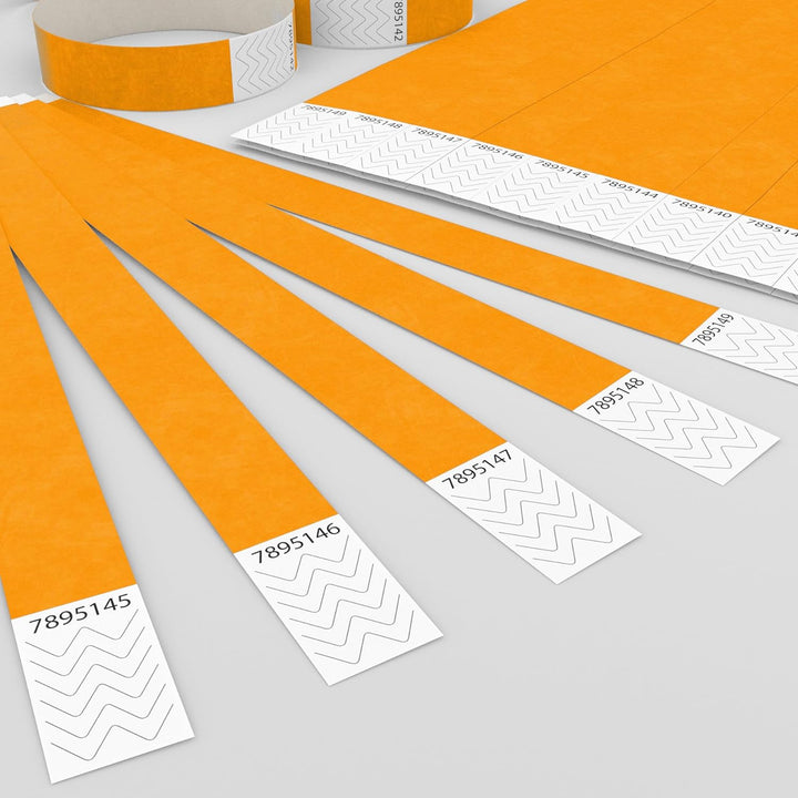 1000 Eintrittsbänder aus Tyvek zum selbst gestalten und bedrucken in Orange von GA Event Solutions -