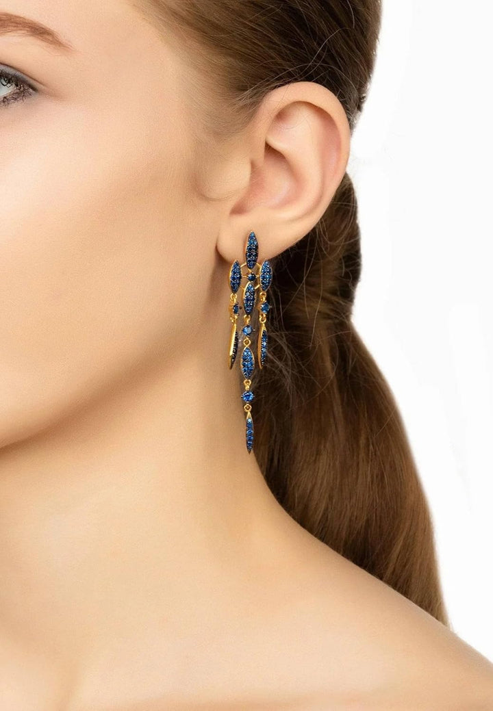 Latelita VALENCIA STATEMENT TROPFENOHRRING SAPHIR BLAU CZ GOLD