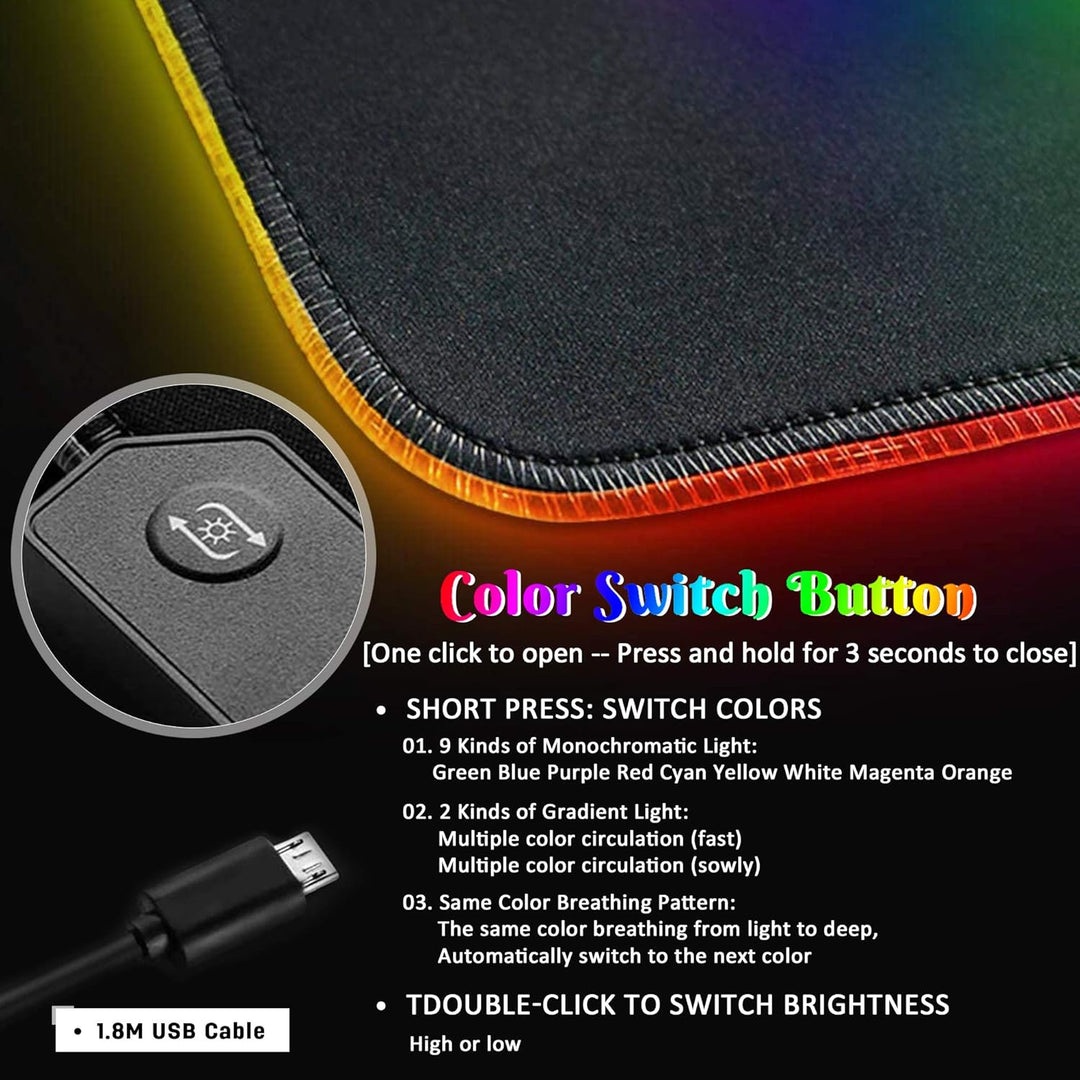 DORRISO RGB Gaming Mauspad 900x400x4 mm XXL Grosse Mousepad Fransenfreie Ränder Wasserdicht Tischunt