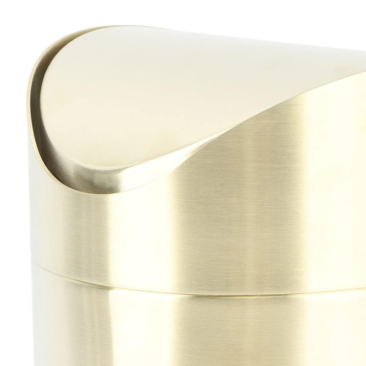 Mini Mülleimer, 16.58×12cm Edelstahl Mülleimer mit Schwing Deckel Gold Kleiner Desktop Abfallkorb fü