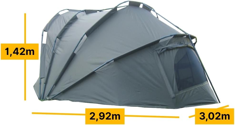 Anglerset Karpfenzelt + 2 Liegen Fort Knox 1-2 Mann Personen Dome Zelt 2 x 8-Bein Set Angelzelt Angl