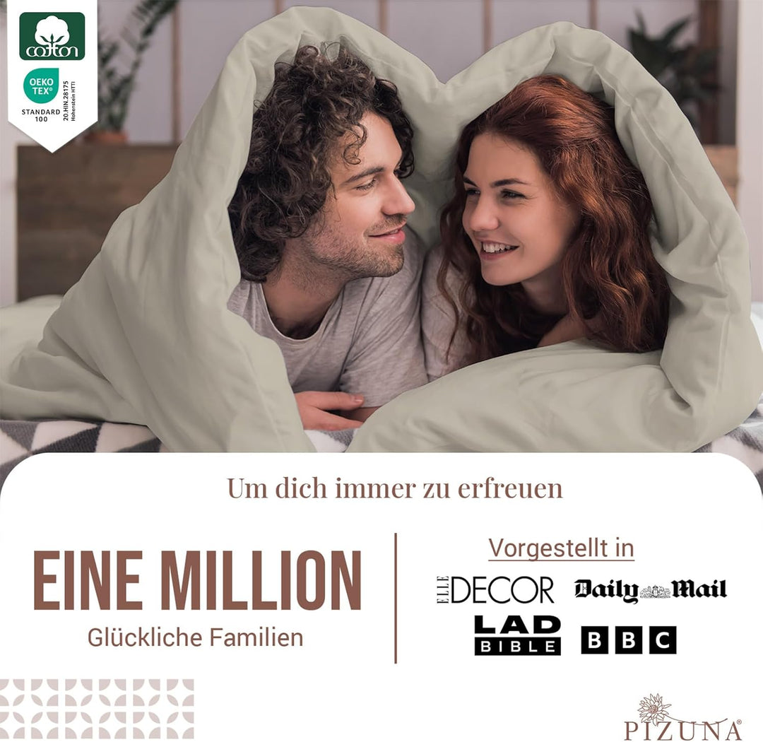 Pizuna 400 Fadenzahl aus Baumwolle Bettwäsche Einfach Taupe, 100% Langstaple Baumwolle Bettbezug und