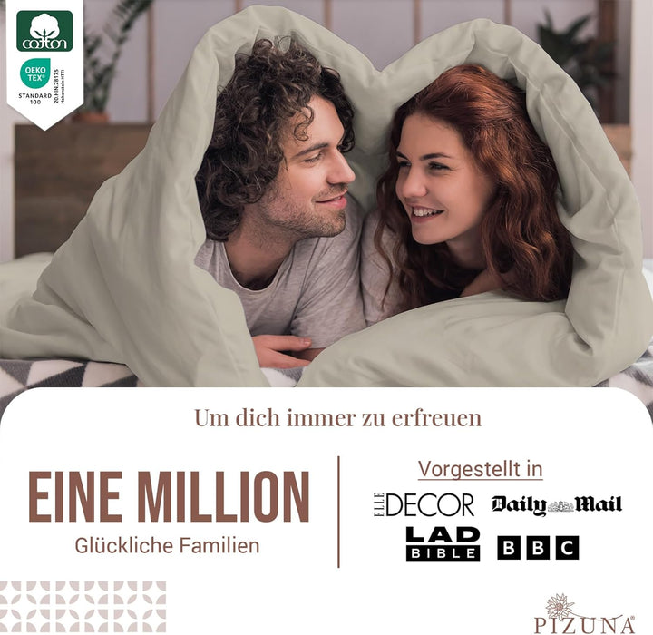 Pizuna 400 Fadenzahl aus Baumwolle Bettwäsche Einfach Taupe, 100% Langstaple Baumwolle Bettbezug und