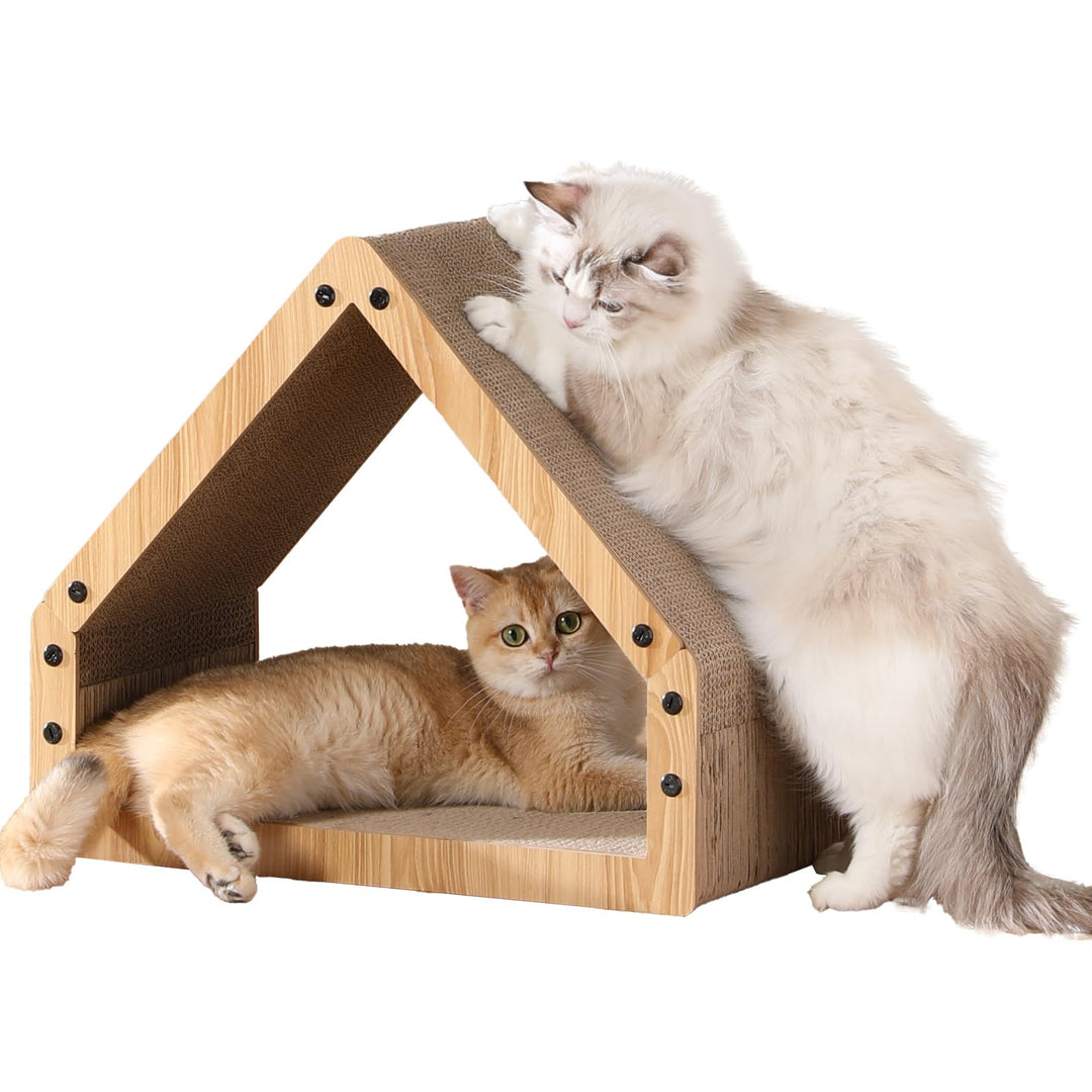 FUKUMARU Kratzbrett Katzen, Extralange 41 cm Hausform Kratzpappe für Katzen, Cat Scratching Board au