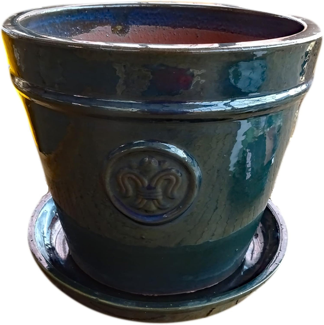 Teller/Untersetzer dunkelgrün glasiert 35cm