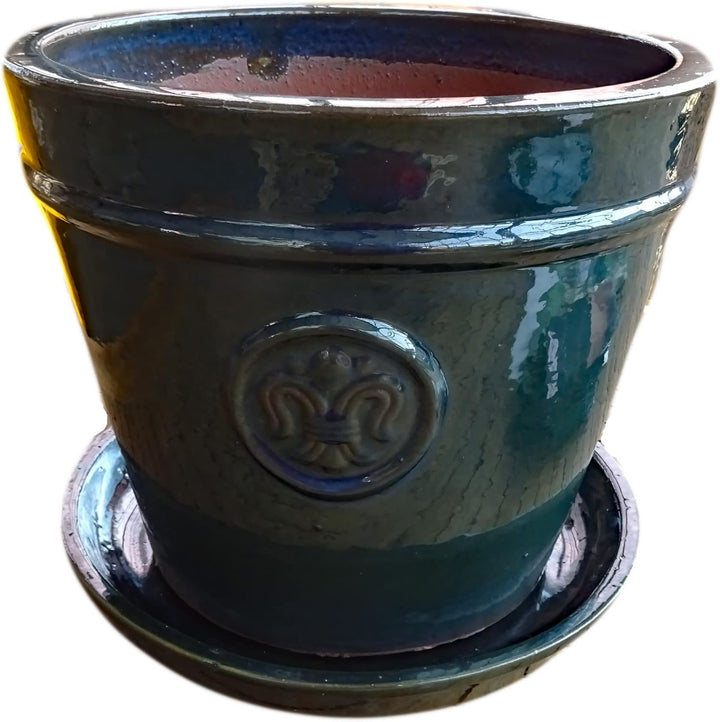 Teller/Untersetzer dunkelgrün glasiert 35cm