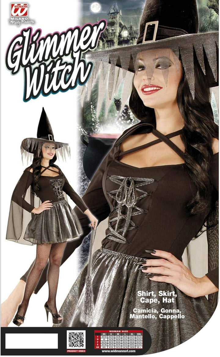 Widmann - Kostüm Hexe, Oberteil, Rock, Umhang und Hut, Halloween, Mottoparty, Karneval, M