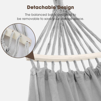 Hängematte Outdoor Boho-Stil für Garten, Balkon, Terrasse, Indoor, mit gebogener Holzstange, Befesti