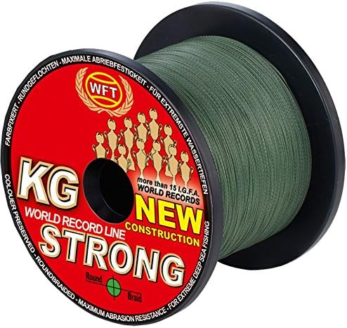 WFT KG Strong 600m 0,22mm 32kg, geflochtene Schnur, Meeresschnur, Angelschnur, Geflechtschnur Grün,