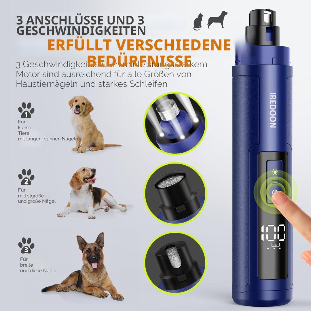 Profi Krallenschleifer für Hunde 3-Gang Mit 4 LED-Leuchten – Neuester Krallenschleifer Mit Leistungs