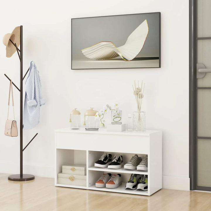Susany Schuhbank Sitzbank Schuhschrank Schuhablage Schuhaufbewahrung Spanplatte Weiss 80x30x45 cm 80