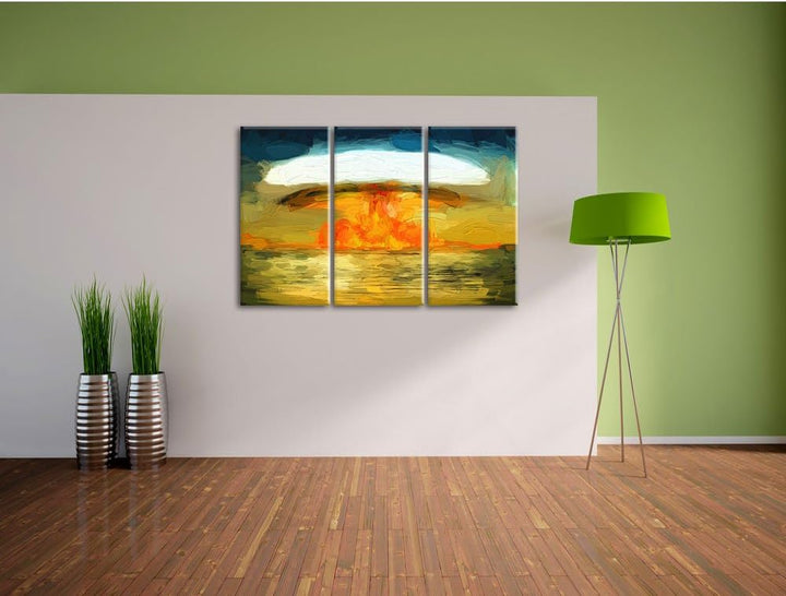 Pixxprint Atombombe als Leinwandbild/Grösse: 3 Teilig (120x80) cm/Wandbild/Kunstdruck/fertig bespann
