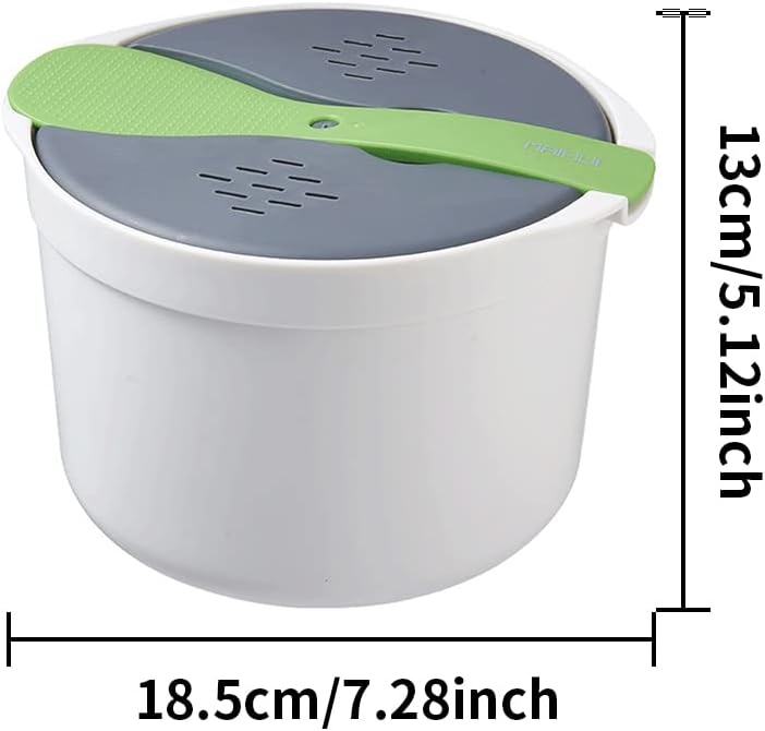 Mikrowellen Reiskocher, 2L Mikrowellen Dampfgarer für Mikrowelle Reis, PP in Lebensmittelqualität Mi
