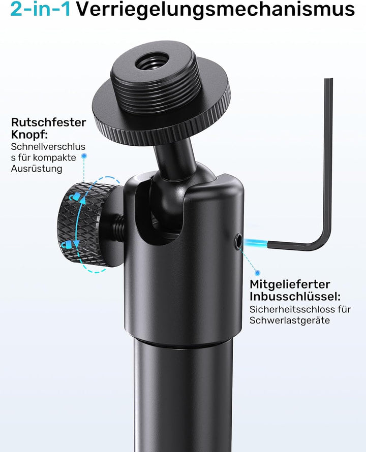 Mikrofon-Wandhalterung mit Kugelkopf – 180° und 360° Schwenkbar, 5/8„-27 Mikrofonflanschhalterung mi